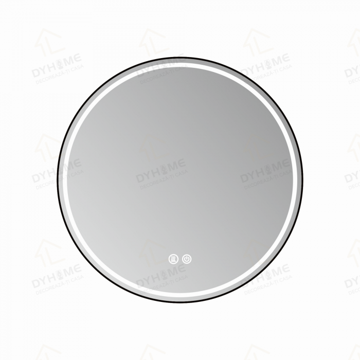 Oglinda LED DY016N, Rotunda 70cm, Intrerupator Touch Si Dezaburire, 3 Tipuri De Lumina Si Dimabila, Rama din Aluminiu Negru [6]
