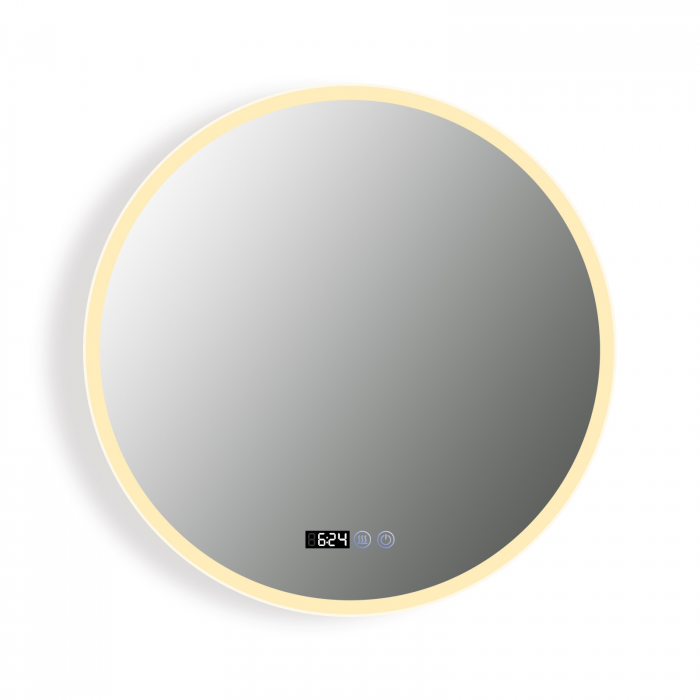 Oglinda LED DY017, Rotunda 80cm,  Intrerupator Touch, Dezaburire si Ceas, 3 Tipuri De Lumina Si Dimabila, Margine Mata [5]