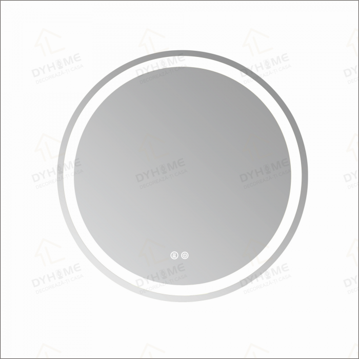 Oglinda LED DY019, Rotunda 70cm, Intrerupator Touch Si Dezaburire, 3 Tipuri De Lumina Si Dimabila, Margine Mata [5]
