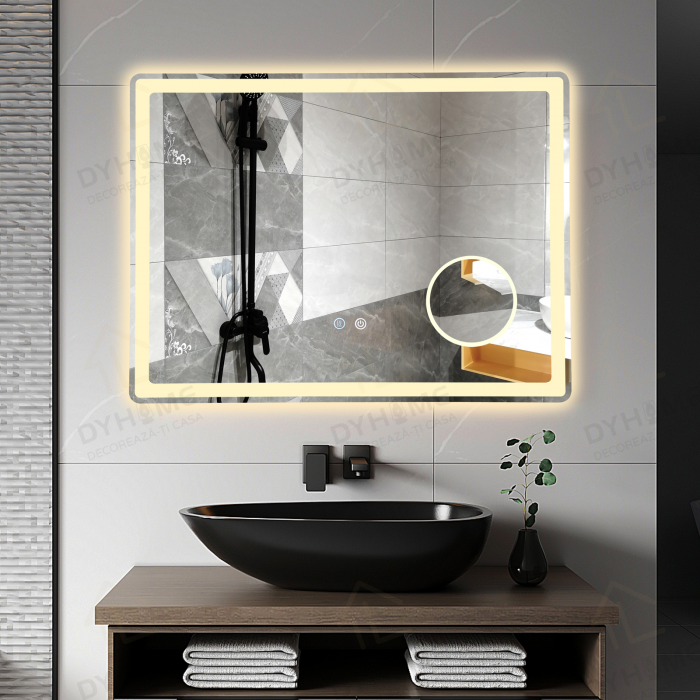 Oglinda LED DY023, 80x60, Intrerupator Touch ,Dezaburire si Lupa, 3 Tipuri De Lumina Si Dimabila [3]