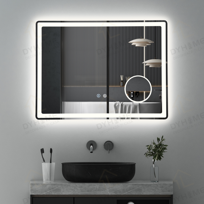 Oglinda LED DY023, 80x60, Intrerupator Touch ,Dezaburire si Lupa, 3 Tipuri De Lumina Si Dimabila [4]