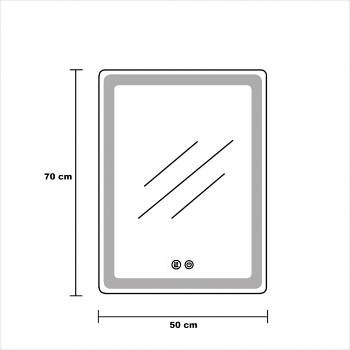 Oglinda LED DY030, 50x70, Intrerupator Touch Si Dezaburire, 3 Tipuri De Lumina Si Dimabila [8]