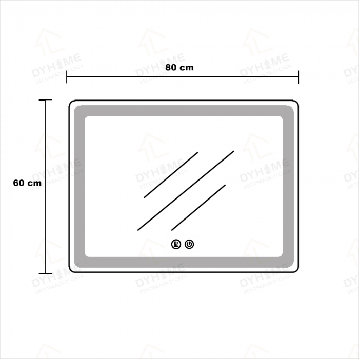 Oglinda LED DY033A, 80x60, Intrerupator Touch Si Dezaburire , 3 Tipuri De Lumina Si Dimabila, Rama din Aluminiu Auriu [10]