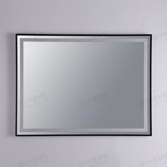 Oglinda LED DY033N, 80x60, Intrerupator Touch Si Dezaburire, 3 Tipuri De Lumina Si Dimabila, Rama din Aluminiu Negru [7]
