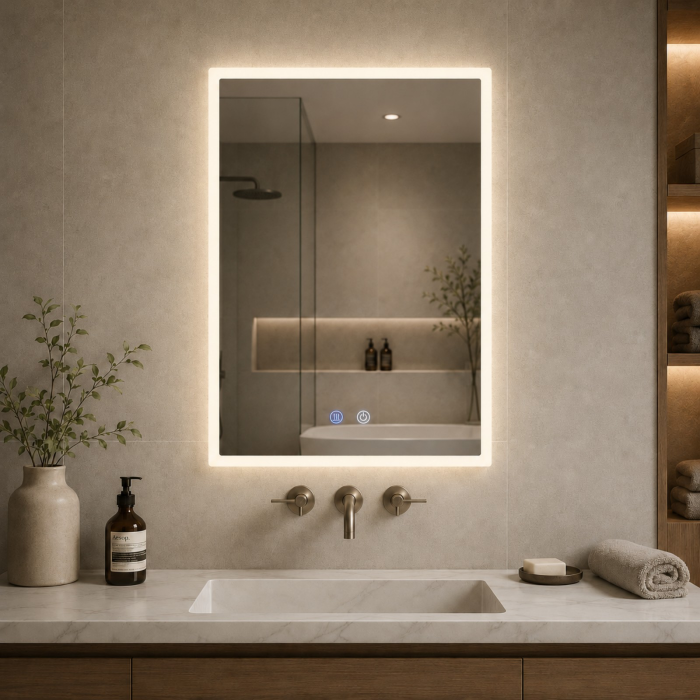 Oglinda LED DY035, 60x80, Intrerupator Touch Si Dezaburire, 3 Tipuri De Lumina Si Dimabila, Margine Mata [6]