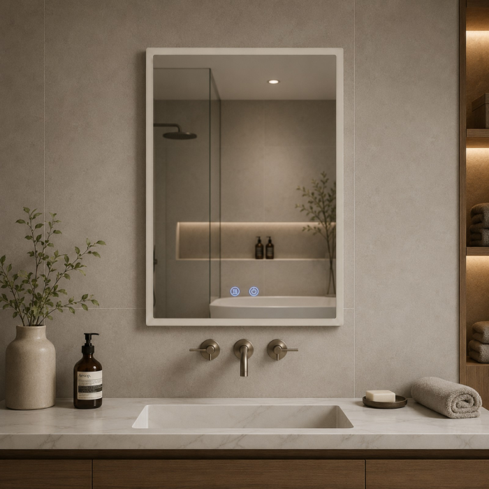 Oglinda LED DY035, 60x80, Intrerupator Touch Si Dezaburire, 3 Tipuri De Lumina Si Dimabila, Margine Mata [2]