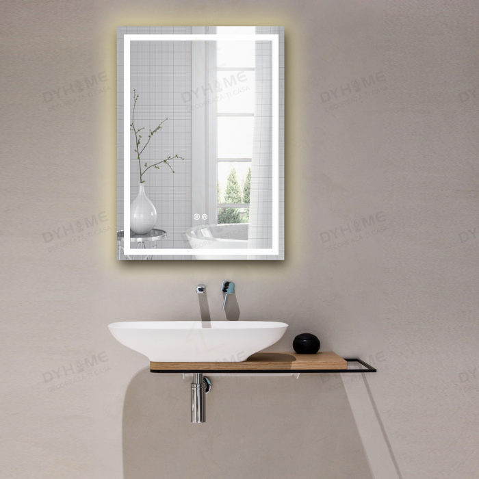 Oglinda LED DY037, 60x80, Intrerupator Touch Si Dezaburire, 3 Tipuri De Lumina Si Dimabila, Margine Mata [3]