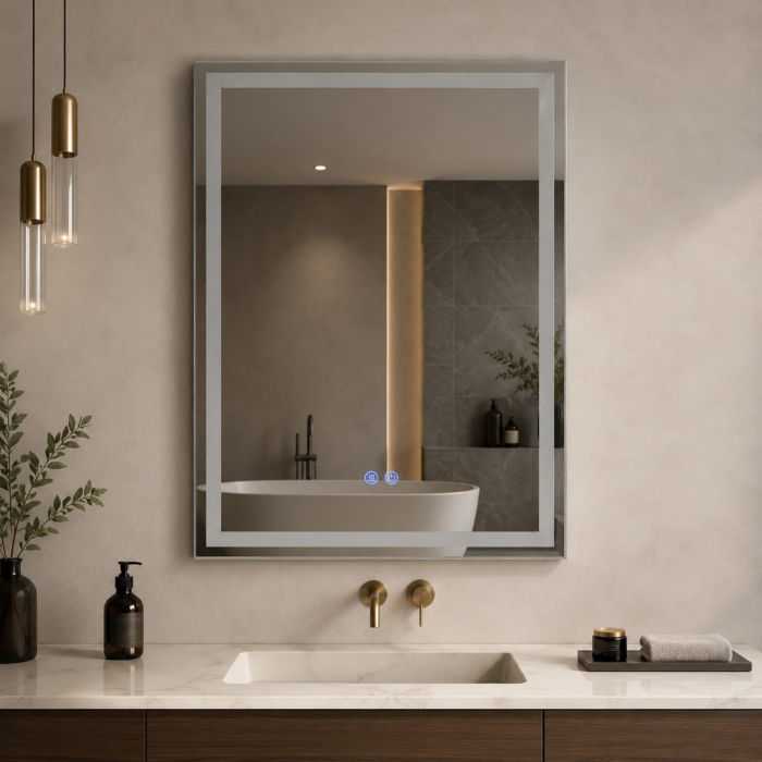Oglinda LED DY037, 60x80, Intrerupator Touch Si Dezaburire, 3 Tipuri De Lumina Si Dimabila, Margine Mata [2]