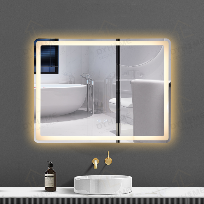 Oglinda LED DY037Y, 80x60, Intrerupator Touch Si Dezaburire, 3 Tipuri De Lumina Si Dimabila, Margine Mata [3]