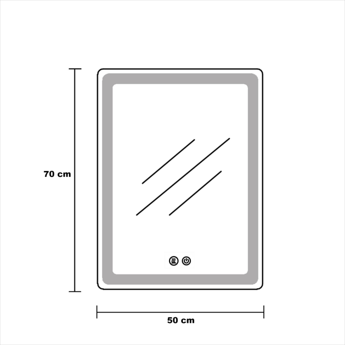 Oglinda LED DY038, 50x70, Intrerupator Touch Si Dezaburire, 3 tipuri de lumina Si Dimabila, Rama din Acril [8]