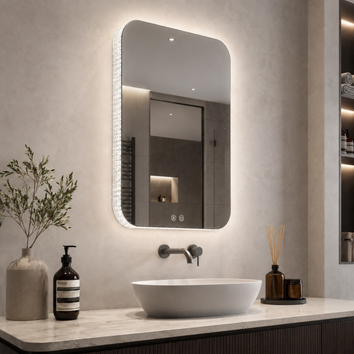 Oglinda LED DY038, 50x70, Intrerupator Touch Si Dezaburire, 3 tipuri de lumina Si Dimabila, Rama din Acril [6]