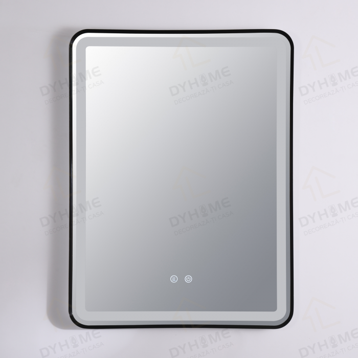 Oglinda LED DY039N, 60x80, Intrerupator Touch Si Dezaburire, 3 Tipuri De Lumina Si Dimabila, Rama din Aluminiu Negru [7]