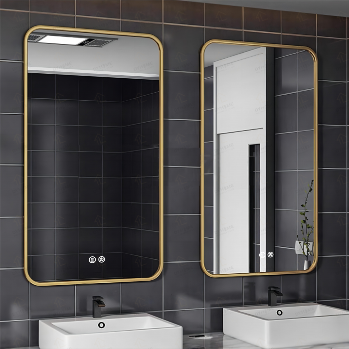 Oglinda LED DY041, 60x80, Intrerupator Touch Si Dezaburire, 3 Tipuri De Lumina Si Dimabila, Rama din Aluminiu Auriu [3]