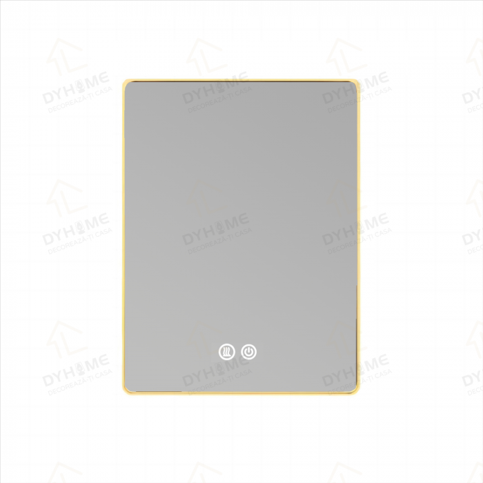Oglinda LED DY041, 60x80, Intrerupator Touch Si Dezaburire, 3 Tipuri De Lumina Si Dimabila, Rama din Aluminiu Auriu [6]