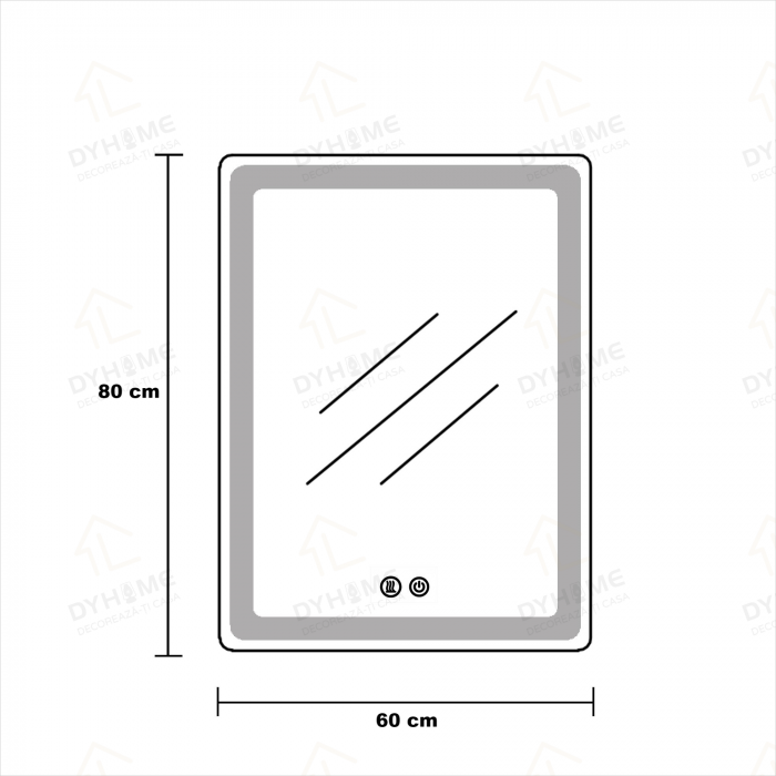 Oglinda LED DY041N, 60x80, Intrerupator Touch Si Dezaburire, 3 Tipuri De Lumina Si Dimabila, Rama din Aluminiu Negru [9]