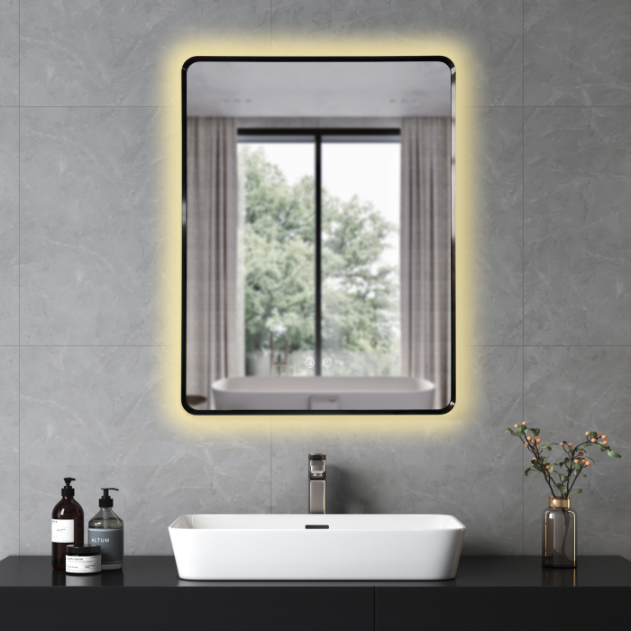 Oglinda LED DY041N, 60x80, Intrerupator Touch Si Dezaburire, 3 Tipuri De Lumina Si Dimabila, Rama din Aluminiu Negru [4]