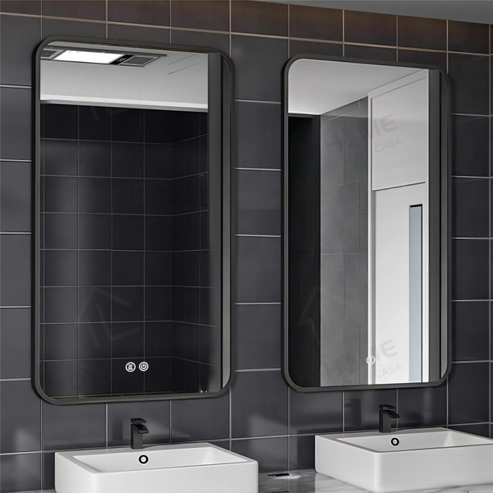 Oglinda LED DY041N, 60x80, Intrerupator Touch Si Dezaburire, 3 Tipuri De Lumina Si Dimabila, Rama din Aluminiu Negru [2]