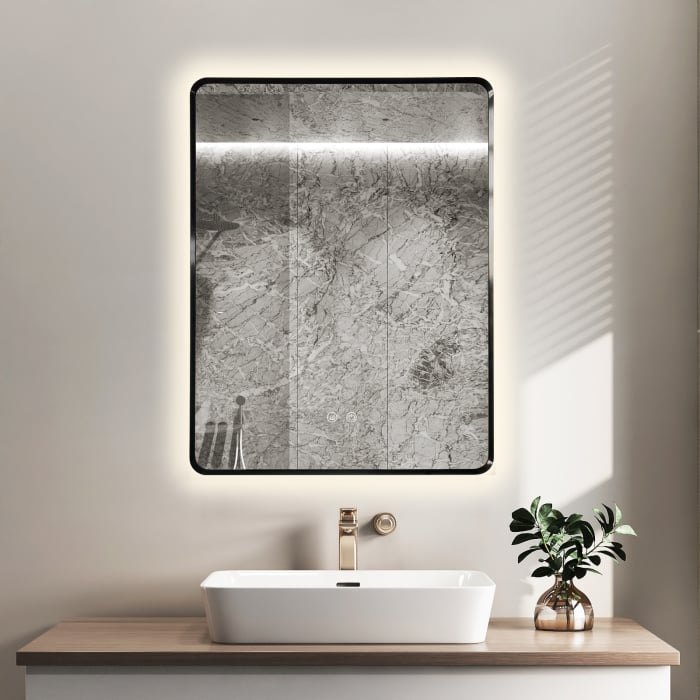 Oglinda LED DY041N, 60x80, Intrerupator Touch Si Dezaburire, 3 Tipuri De Lumina Si Dimabila, Rama din Aluminiu Negru [5]