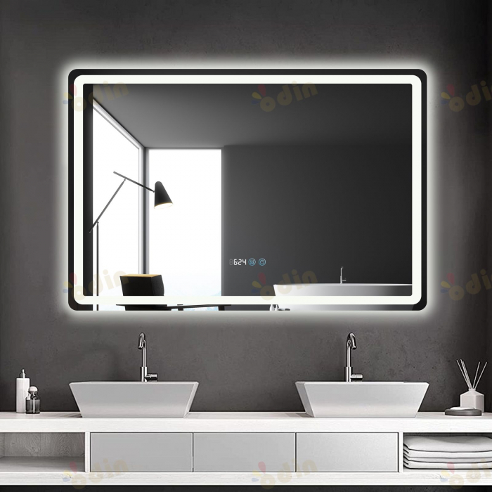 Oglinda LED DY058-100, 120x80, Intrerupator Touch, Dezaburire si Ceas, 3 Tipuri De Lumina Si Dimabila, Margine Mata [2]