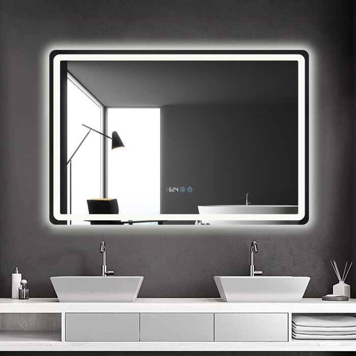 Oglinda LED DY058-100, 120x80, Intrerupator Touch, Dezaburire si Ceas, 3 Tipuri De Lumina Si Dimabila, Margine Mata [3]