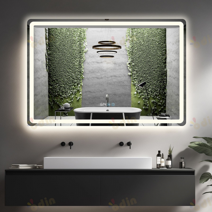 Oglinda LED DY058-100, 120x80, Intrerupator Touch, Dezaburire si Ceas, 3 Tipuri De Lumina Si Dimabila, Margine Mata [4]