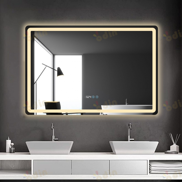 Oglinda LED DY058-100, 120x80, Intrerupator Touch, Dezaburire si Ceas, 3 Tipuri De Lumina Si Dimabila, Margine Mata [3]