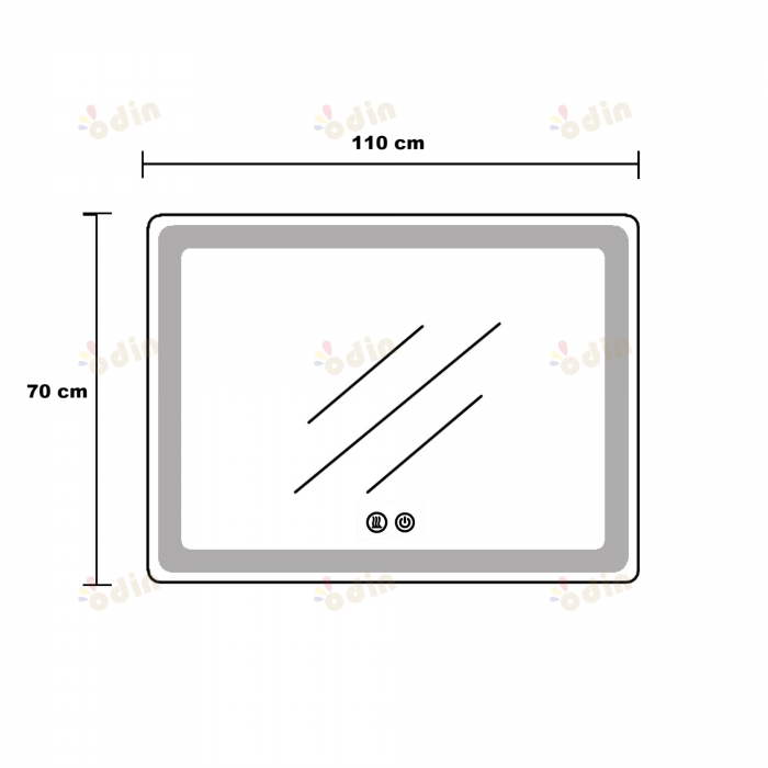 Oglinda LED DY058-101A, 110x70, Intrerupator Touch, Dezaburire si Ceas , 3 Tipuri De Lumina Si Dimabila, Rama din Aluminiu Negru [8]