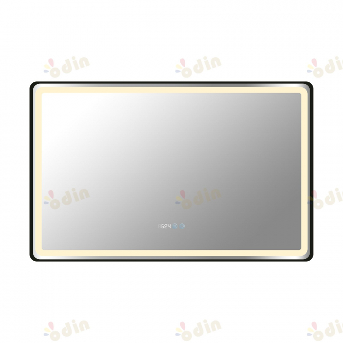 Oglinda LED DY058-101A, 110x70, Intrerupator Touch, Dezaburire si Ceas , 3 Tipuri De Lumina Si Dimabila, Rama din Aluminiu Negru [7]