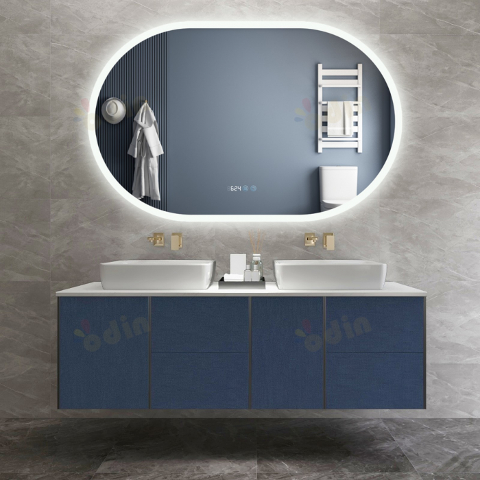 Oglinda LED DY058-105, 110x70, Intrerupator Touch, Dezaburire si Ceas , 3 Tipuri De Lumina Si Dimabila, Margine Mata [2]