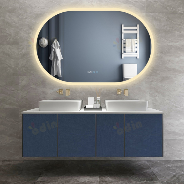 Oglinda LED DY058-105, 110x70, Intrerupator Touch, Dezaburire si Ceas , 3 Tipuri De Lumina Si Dimabila, Margine Mata [3]
