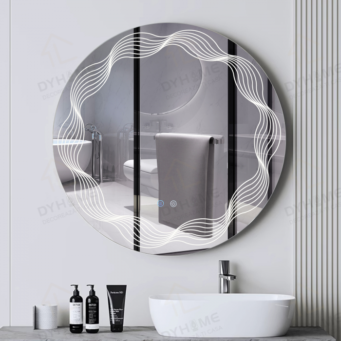 Oglinda LED DY060-5, Rotunda 70cm, Intrerupator Touch si Dezaburire, 3 Tipuri De Lumina Si Dimabila [2]
