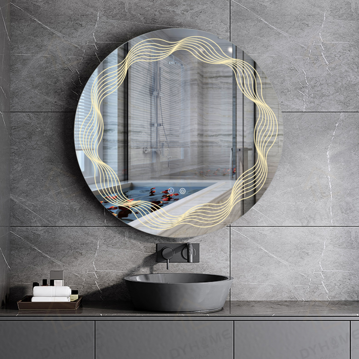 Oglinda LED DY060-5, Rotunda 70cm, Intrerupator Touch si Dezaburire, 3 Tipuri De Lumina Si Dimabila [3]