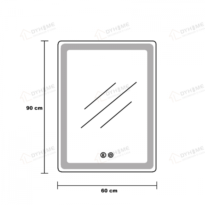 Oglinda LED DY061-100N, 60x90, Intrerupator Touch Si Dezaburire, 3 Tipuri De Lumina Si Dimabila, Rama Negru [8]