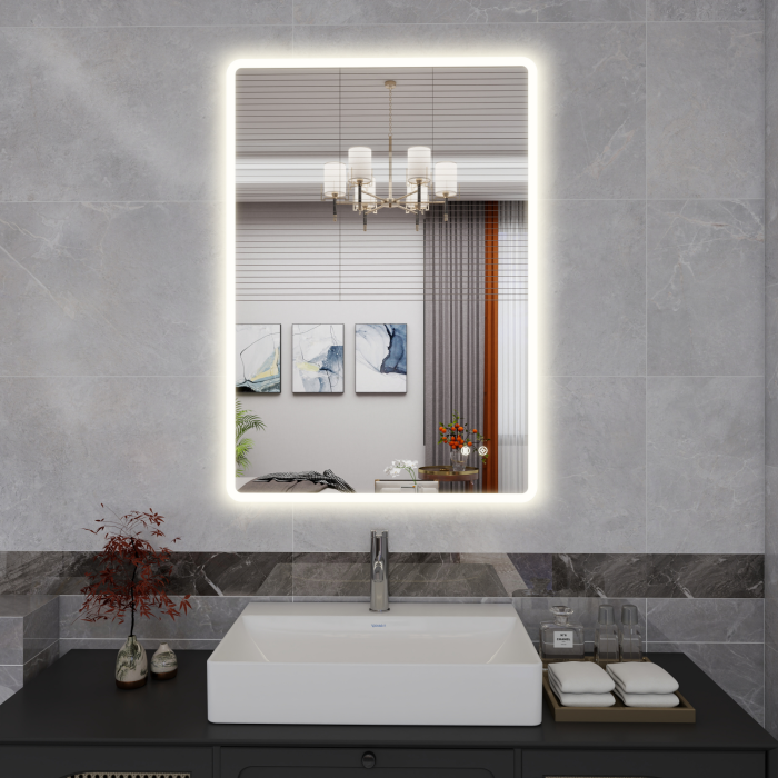 Oglinda LED DY22012-1, 70x100, Orizontal / Vertical, Intrerupator Touch Si Dezaburire, 3 Tipuri De Lumina Si Dimabila, Margine Mata [6]