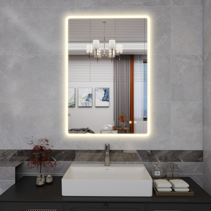 Oglinda LED DY22012-1, 70x100, Orizontal / Vertical, Intrerupator Touch Si Dezaburire, 3 Tipuri De Lumina Si Dimabila, Margine Mata [5]
