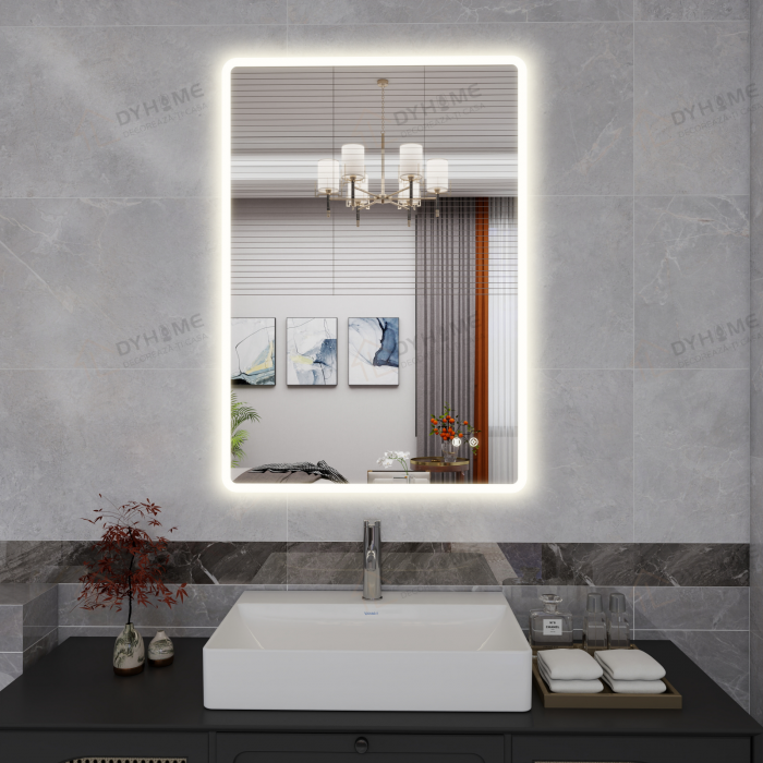Oglinda LED DY22012-1, 70x100, Orizontal / Vertical, Intrerupator Touch Si Dezaburire, 3 Tipuri De Lumina Si Dimabila, Margine Mata [3]