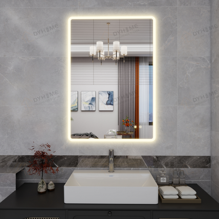 Oglinda LED DY22012-1, 70x100, Orizontal / Vertical, Intrerupator Touch Si Dezaburire, 3 Tipuri De Lumina Si Dimabila, Margine Mata [4]