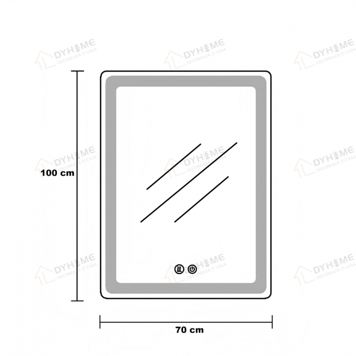 Oglinda LED DY22012-1, 70x100, Orizontal / Vertical, Intrerupator Touch Si Dezaburire, 3 Tipuri De Lumina Si Dimabila, Margine Mata [7]