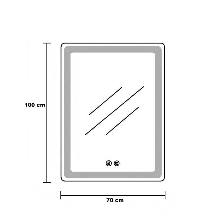 Oglinda LED DY22012-1, 70x100, Orizontal / Vertical, Intrerupator Touch Si Dezaburire, 3 Tipuri De Lumina Si Dimabila, Margine Mata [8]