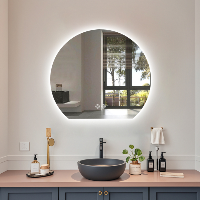 Oglinda LED DY22015, Semicerc 100x84, Intrerupator Touch Si Dezaburire, 3 Tipuri De Lumina Si Dimabila [2]