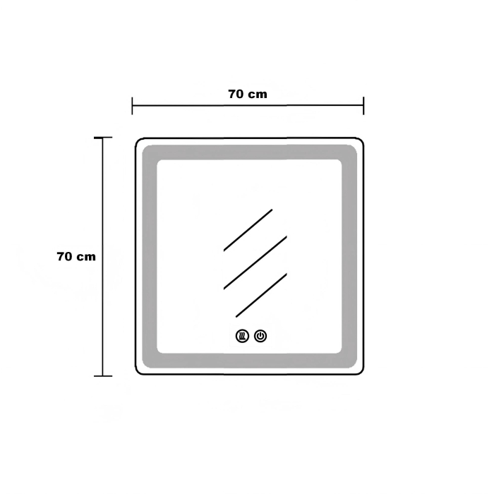 Oglinda LED DY22018-2, Pătrat 70x70, Intrerupator Touch Si Dezaburire, 3 Tipuri De Lumina Si Dimabila [7]