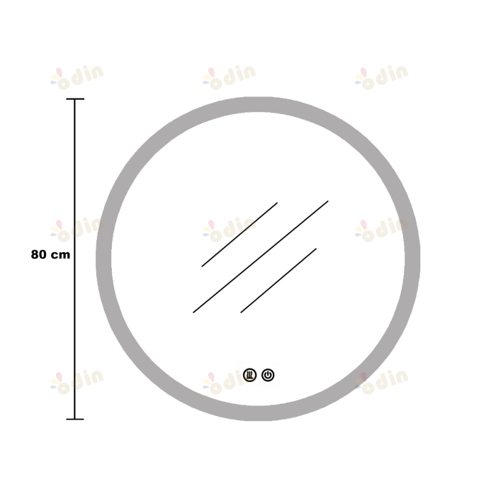 Oglinda LED DY22019-1A, Rotunda 80cm, Intrerupator Touch, Dezaburire si Ceas, 3 Tipuri De Lumina Si Dimabila, Rama din Aluminiu Auriu [10]