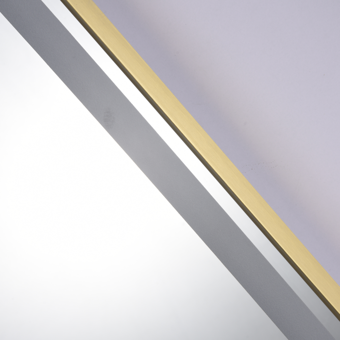 Oglinda LED DY22019-1A, Rotunda 80cm, Intrerupator Touch, Dezaburire si Ceas, 3 Tipuri De Lumina Si Dimabila, Rama din Aluminiu Auriu [6]