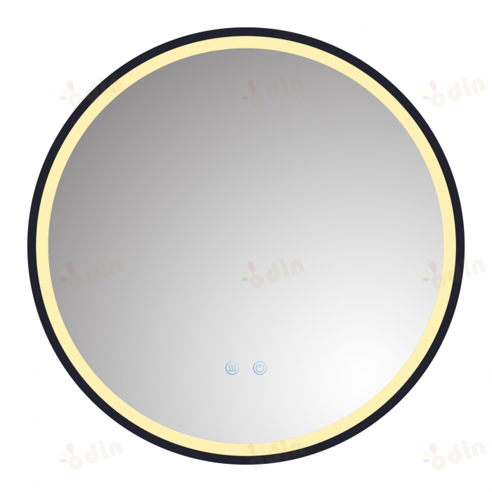 Oglinda LED DY22021-6, Rotunda 60cm, Intrerupator Touch Si Dezaburire, 3 Tipuri De Lumina Si Dimabila, Rama Negru [5]