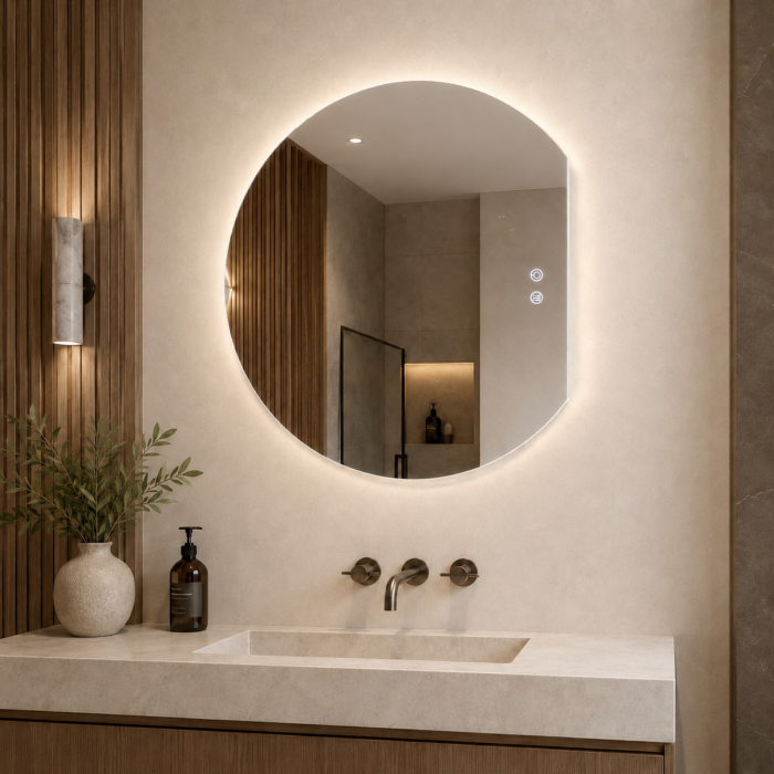 Oglinda LED DY22028-100, Semicerc 60x50, Intrerupator Touch Si Dezaburire, 3 Tipuri De Lumina Si Dimabila [10]