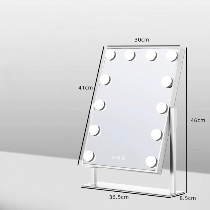 Oglinda LED DY3041-12 MAKEUP Hollywood Star Alb, 30x46, Intrerupator Touch  3 Tipuri De Lumina Si Dimabila [4]