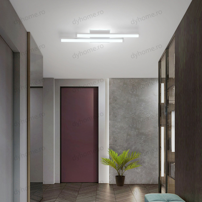 Plafoniera LED 2 linii design Alb 3 tipuri de lumin, 44W [1]