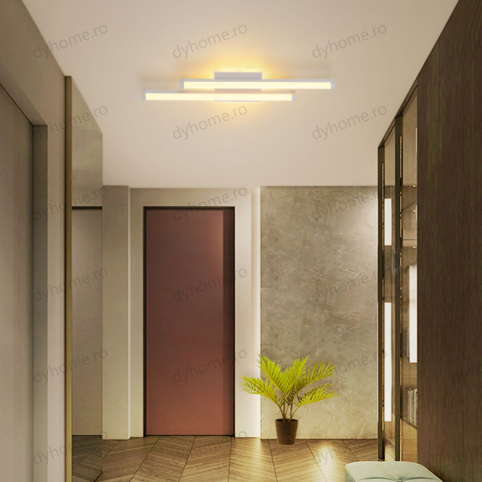 Plafoniera LED 2 linii design Alb 3 tipuri de lumin, 44W [5]