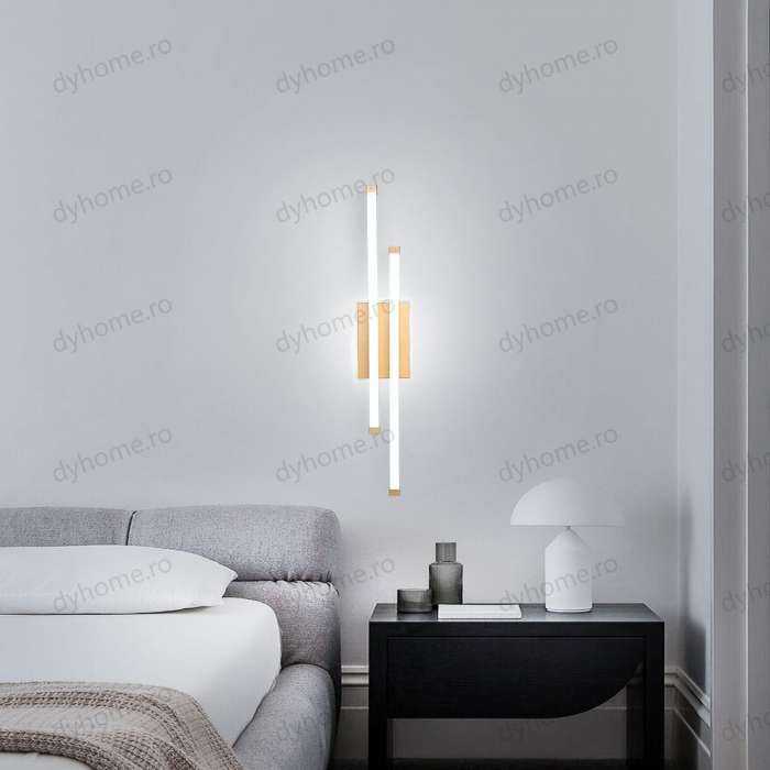Plafoniera LED 2 linii design Auriu, 3 tipuri de lumin, 44W [4]