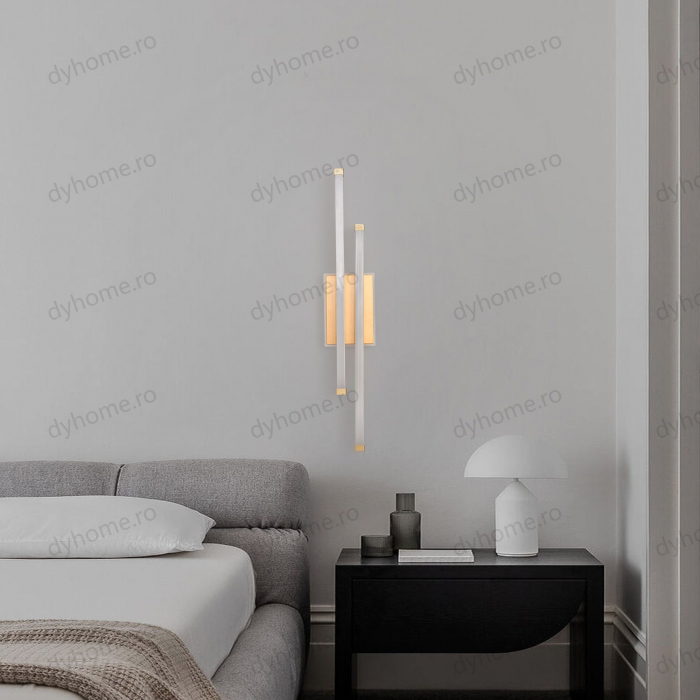 Plafoniera LED 2 linii design Auriu, 3 tipuri de lumin, 44W [7]